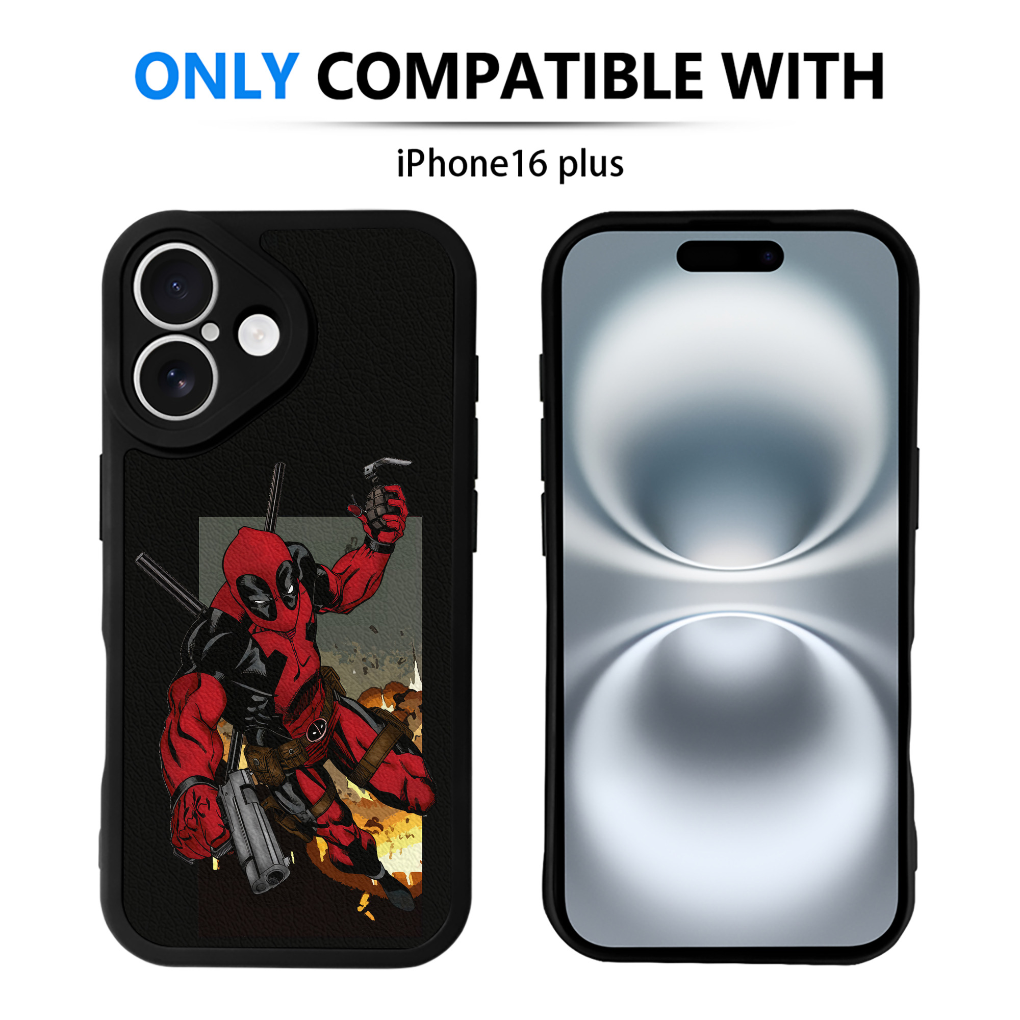 （画像用） Deadpool デッドプール 【iPhone 16シリーズ対応】シリコンスマホケース（レザー調） 材質：シリコン